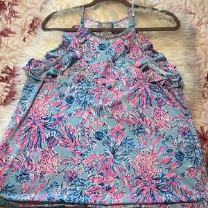 Lilly Pulitzer Ruffled Billie Halter Tank Top Size L